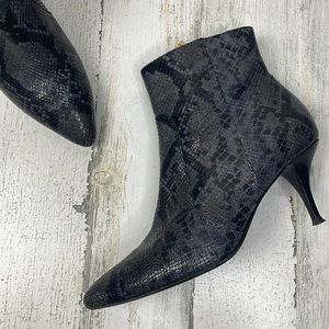 Bruno Magli black and grey embossed snakeskin low calf boots - 39 EU; 9US